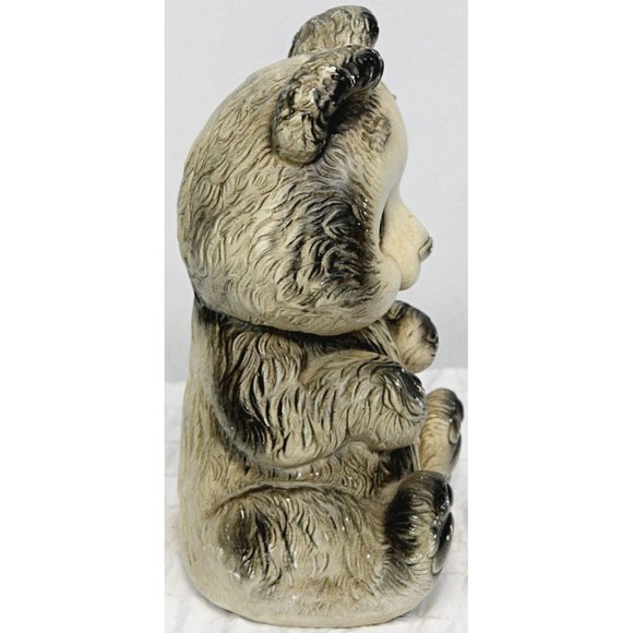 Vintage 12" Chalkware Smiling Bear Gray White Indoor Decor Figure - Picture 4 of 9
